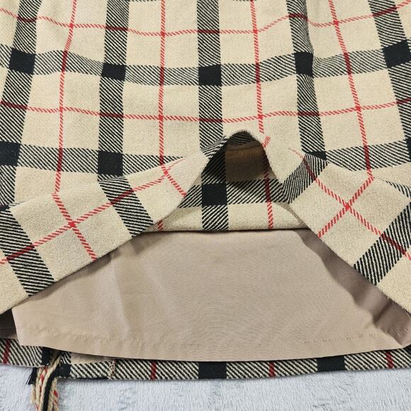 Talbots Skirt Womens 6 Fringe Faux Wrap Outdoor Plaid Preppy Office Fall Brown - Picture 7 of 9